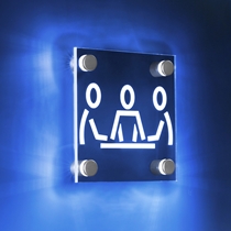 4 - BLUE LED Standoffs (1'' x 1'' Silver satin aluminum finish)